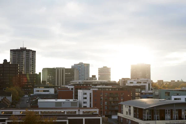 Birmingham City Skyline Ao pôr do sol — Fotografia de Stock