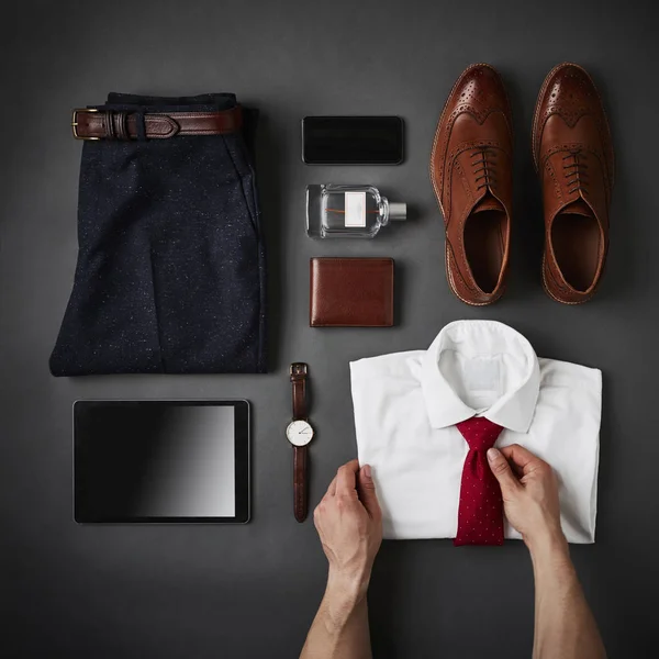 Male business clothing and digital tablet — Stock Photo, Image