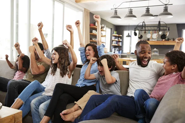 Twee Families kijken naar sport — Stockfoto