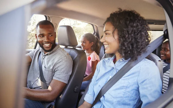 Family in car on a road trip — Stock Photo, Image