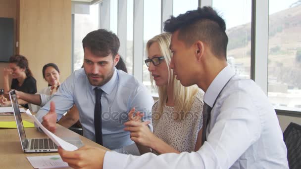 Businesspeople Meeting Around Table In Boardroom — Stock Video