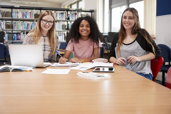 Vrouwelijke studenten werken — Stockfoto