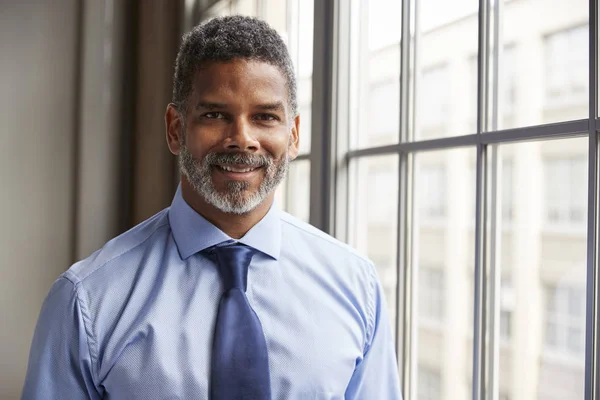 Mediana Edad Empresario Negro Sonriendo Cámara — Foto de Stock