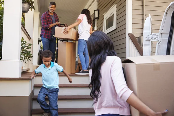 Children Helping Children Boxes Moving Day — Stock Photo, Image