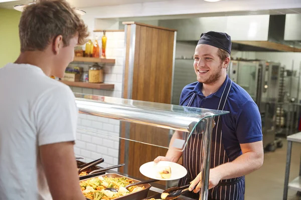 Teenage Students Being Served Meal School Canteen — Stock Photo, Image