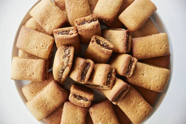 Exibição Biscoitos Figo Recém Assados Cafeteria — Fotografia de Stock
