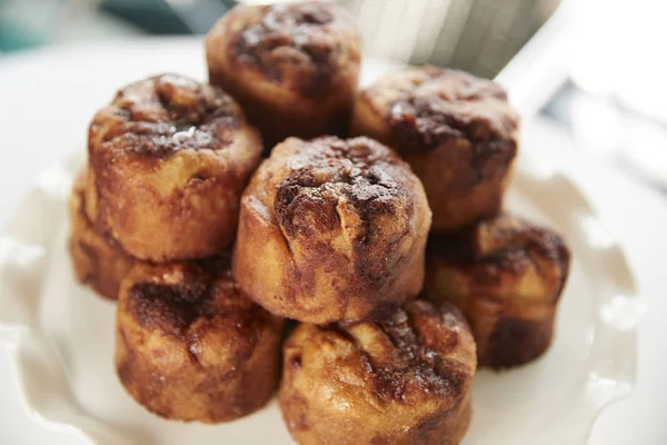 Visning Nybakade Kanelbullar Coffee Shop — Stockfoto