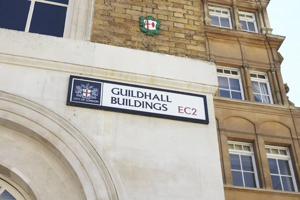 London May 2017 Guildhall Buildings Street Sign London Detail — Stock Photo, Image