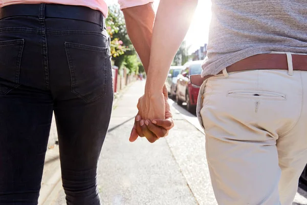 Close Vista Mesmo Sexo Masculino Casal Segurando Mãos Como Eles — Fotografia de Stock