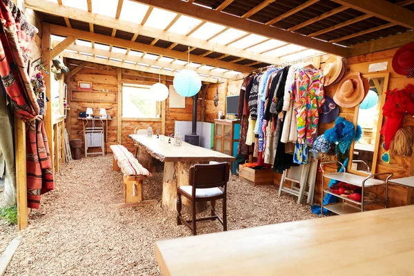 Interior View Communal Room Glamping Camp Site Vintage Clothing — Stock Photo, Image