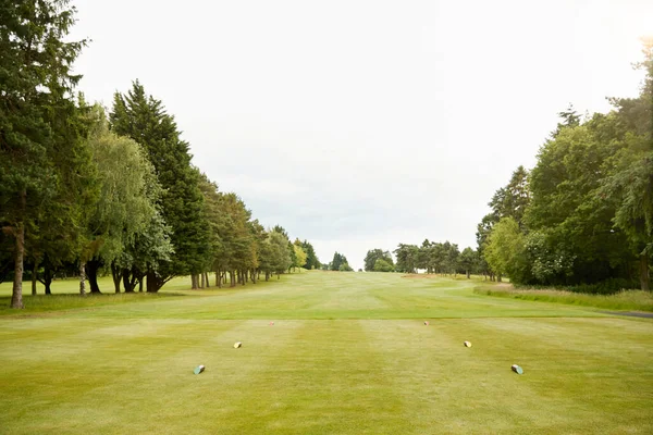 Vista Longo Fairway Vazio Campo Golfe — Fotografia de Stock