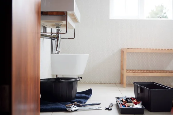 Plumbing Tools Bathroom Ready Repair Leaking Sink — Photo