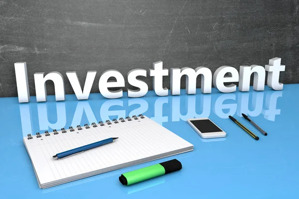 Investeringar text koncept — Stockfoto