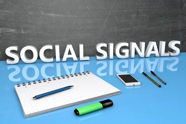 Sociale signalen tekst concept — Stockfoto