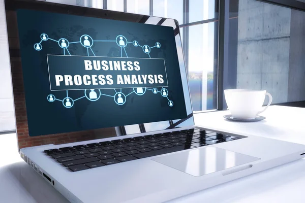 Business Process Analysis Κείμενο Στη Σύγχρονη Οθόνη Φορητού Υπολογιστή Στο — Φωτογραφία Αρχείου