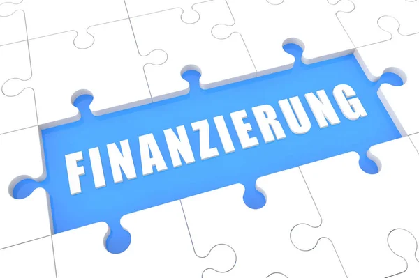 Finanzierung German Word Funding Financing Puzzle Render Illustration Word Blue — Stock Photo, Image