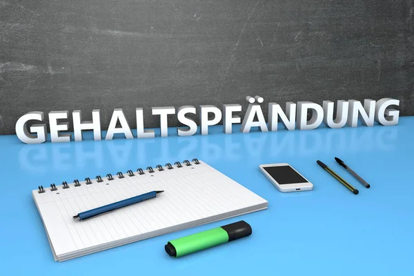 Gehaltspendung Німецьке Слово Заробітної Плати Текстова Концепція Chalkboard Notbook Ручками — стокове фото