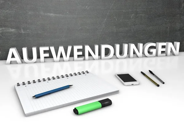 Aufwendungen Deutsches Wort Für Ausgaben Oder Ausgaben Oder Betriebskosten Textkonzept — Stockfoto