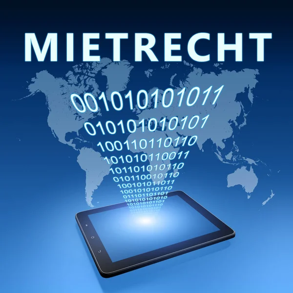Mietrecht Kiracılık Hukuku Için Almanca Kelime Mavi Dijital Dünya Haritasında — Stok fotoğraf