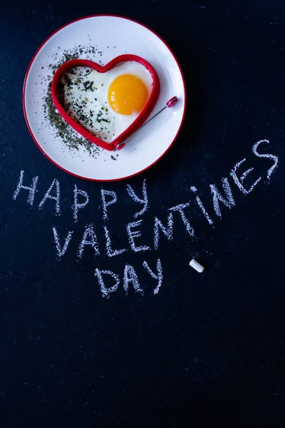 Happy Valentines Day On Plate and Background — Stock Photo, Image