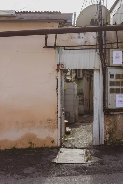 Ciudad Vieja Con Calles Soviéticas Casas Antiguas Ventanas Los Patios — Foto de Stock