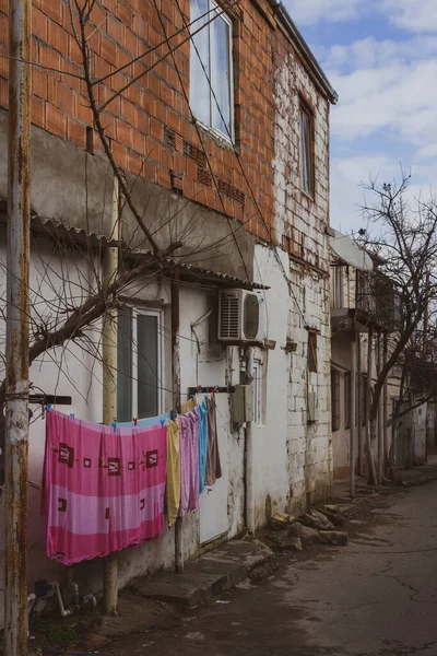 Oude Stad Met Sovjetstraten Oude Huizen Ramen Binnenplaatsen — Stockfoto