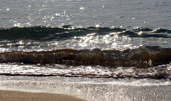 Océan Atlantique Vagues Magiques Courant Sur Plage Sable Mousse Eau — Photo