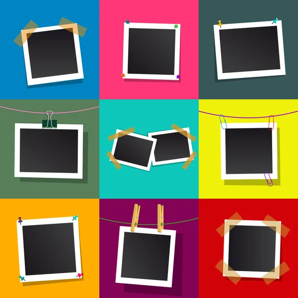 Conjunto de marcos de fotos vectoriales cuadrados. Aislado sobre fondo de color . — Archivo Imágenes Vectoriales