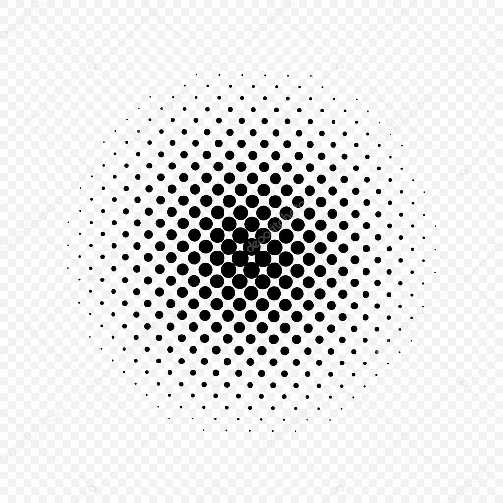 Halftone circles effect, dot pattern. Vector illustration. Isolated on transparent background.