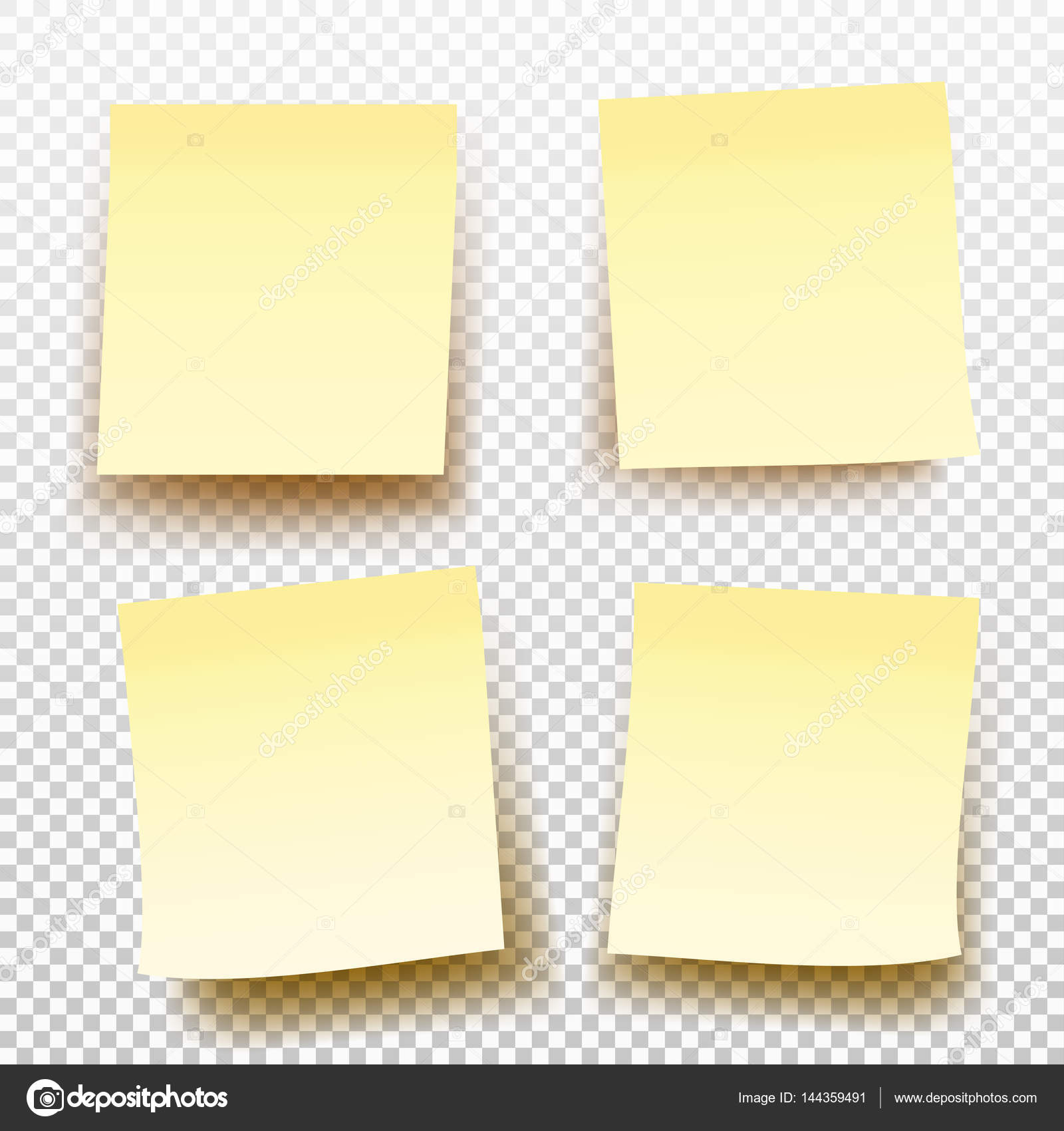 Set of yellow sticky note isolated on transparent background Within Post It Note Cover Template