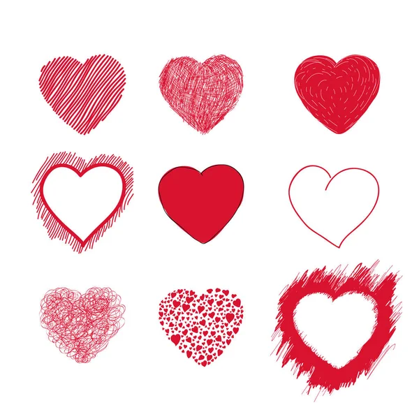 Set of hand drawn hearts. Design elements for Valentine's day — Stock Vector