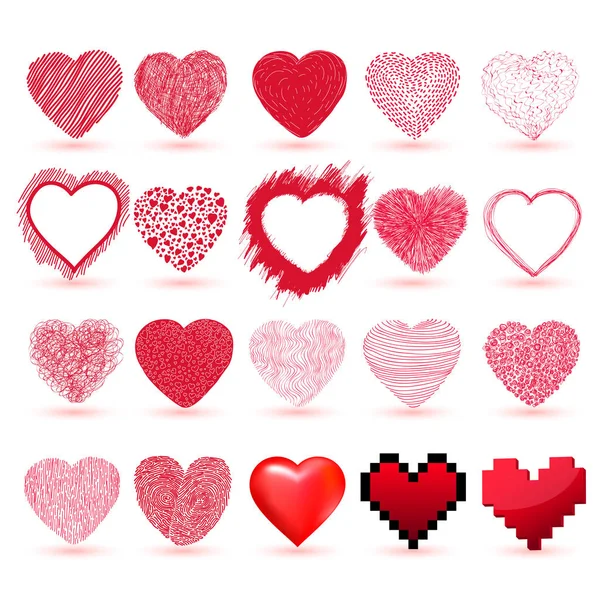 Set of hand drawn hearts. Design elements for Valentine's day — Stock Vector