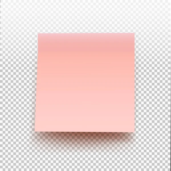 Roze plaknotitie geïsoleerd op transparante achtergrond. Vectorillustratie post Opmerking voor uw ontwerp. — Stockvector