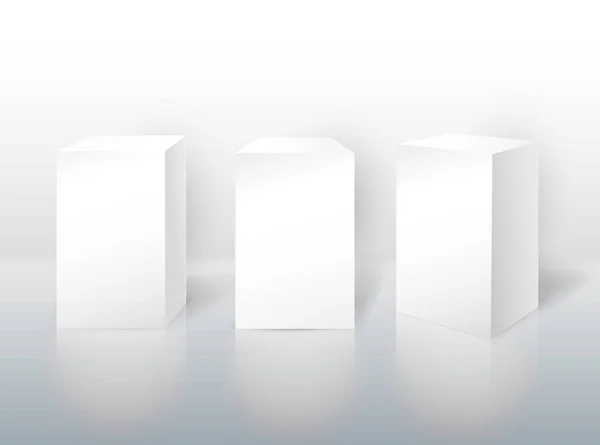Set de pedestal para expositor. Plataforma de diseño. Realista 3D podio vacío. Ilustración vectorial EPS 10. Aislado sobre fondo blanco . — Archivo Imágenes Vectoriales