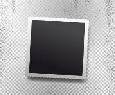 Retro gerçekçi vektör fotoğraf çerçevelemek figürlü kenarları ile. Şablon fotoğraf tasarım dokular. Saydam arka plan üzerinde izole