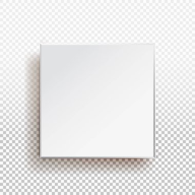 Gerçekçi beyaz boş paket karton kutu izole. Yazılım, elektronik cihaz, diğer ürünler için. Ön görünümü ambalaj. Tasarımlarınız için hazır şablon kadar sahte logo. Vektör çizim