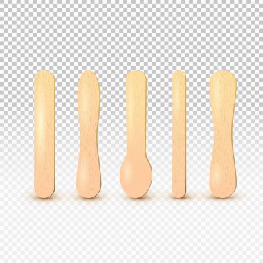 Tahta sopa dondurma veya tıbbi dil depressor. Tongue depressor boğaz muayene için ya da sopa holding dondurma yemeye Illustration. Saydam arka plan üzerinde izole