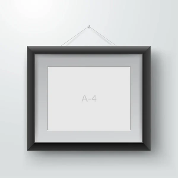 空的相框，在墙上的影子。现代的室内设计。水平的 A-4。矢量图。灰色的背景上孤立 — 图库矢量图片