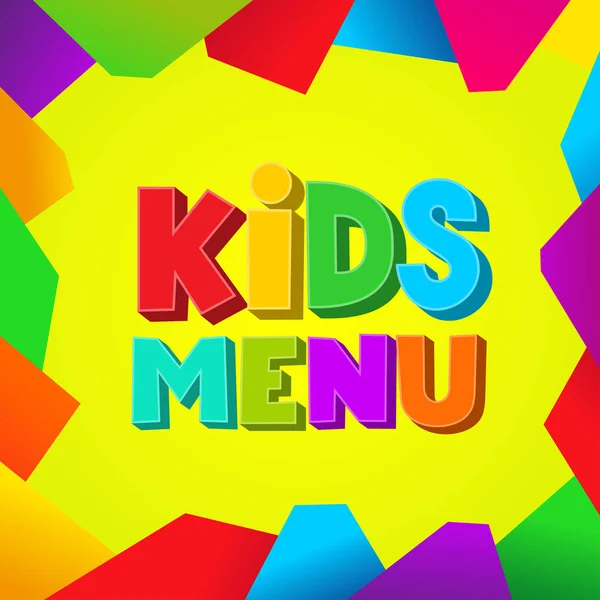 Kids Menu banner design. Vector illustration. Isolated on white background. For your design. — Stock Vector