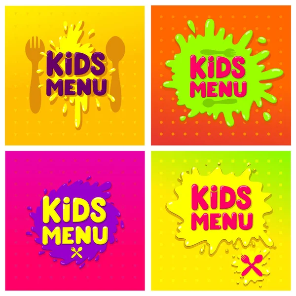 Conjunto de Kids Menu design de banner colorido. Ilustração vetorial. Isolado em fundo branco. Para o seu design — Vetor de Stock
