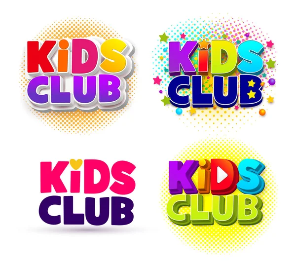 Set logo del club per bambini. Manifesto del segno della lettera. Illustrazione vettoriale EPS 10. Isolato su sfondo bianco — Vettoriale Stock