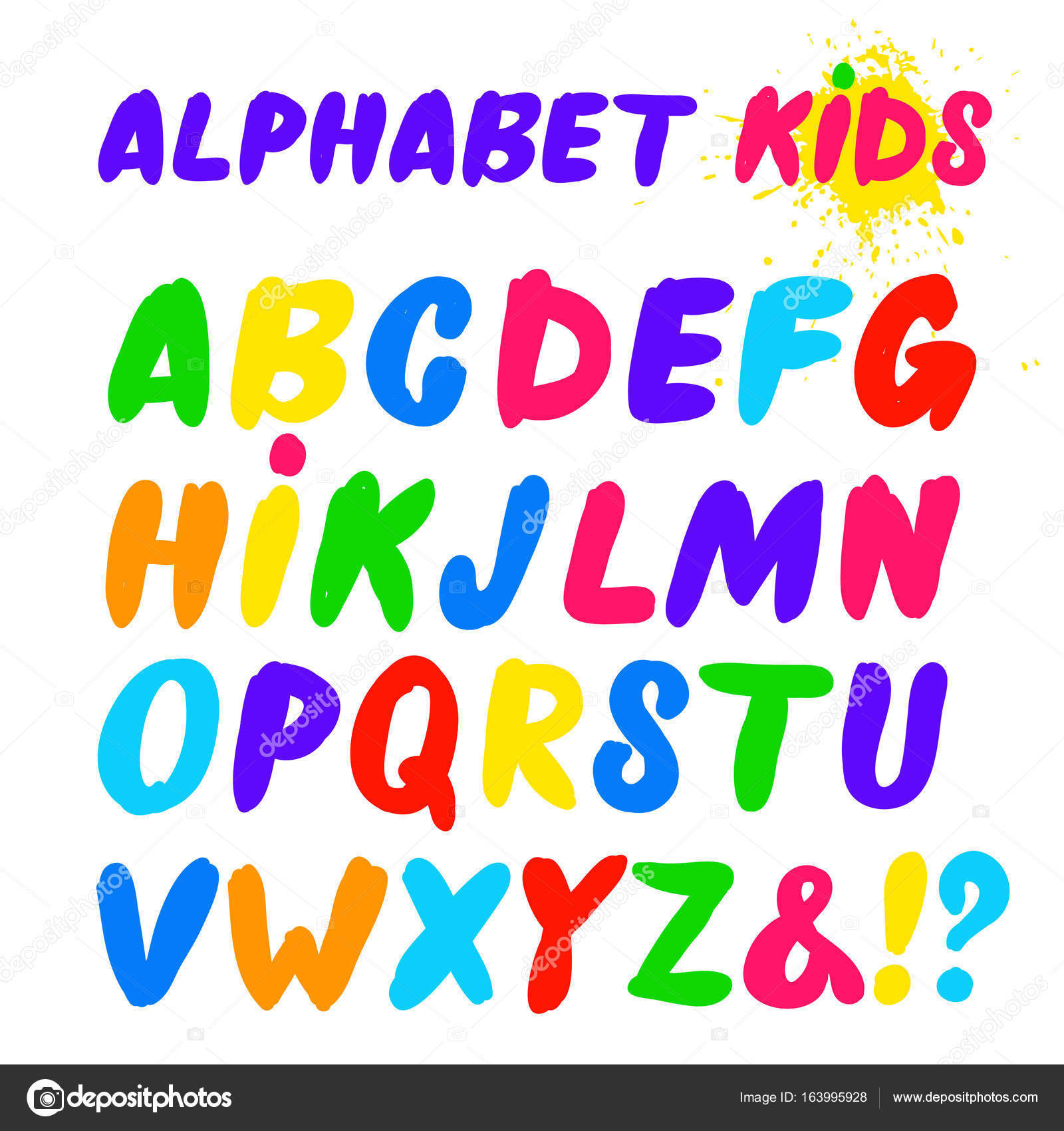 Kinderen Lettertype In De Cartoon Stijl Set Van Veelkleurige Heldere