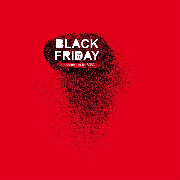 Black friday sale inscription on abstract ink blots. Sale and discount. Black friday template for your banner or poster. Vector illustration. Isolated on red background — Stock Vector