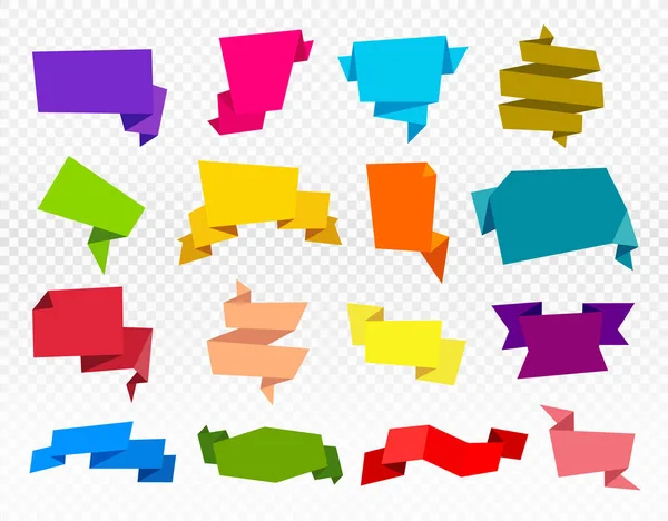 Set van papier banners. Origami banners. Vector geïsoleerd op transparante achtergrond — Stockvector