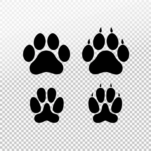 Hond of kat set paw print platte pictogram voor dierlijke apps en websites. Sjabloon voor uw grafisch ontwerp. Vectorillustratie. Geïsoleerd op transparante achtergrond — Stockvector