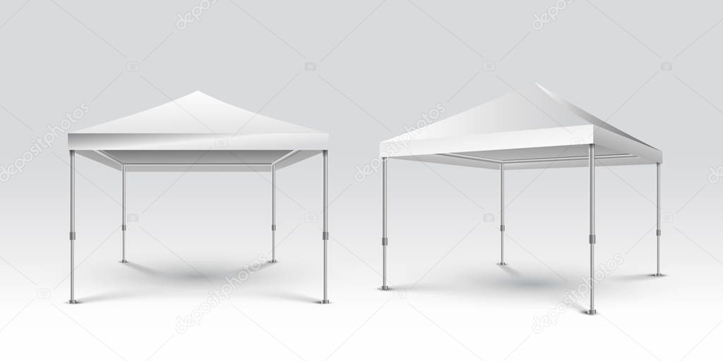 Promotional Advertising Outdoor Event Trade Show Pop-Up Tent. Mockup Template Ready For Your Design. Vector illustration. Isolated on gray background