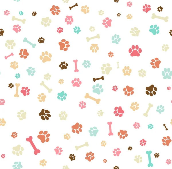 Dog paw print seamless. Template for your design, wrapping paper, card, poster, banner, flyer. Vector illustration. Isolated on white background — Stock Vector