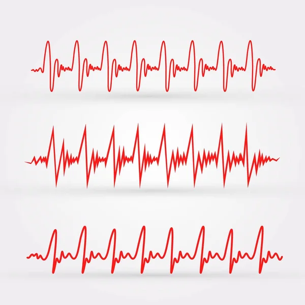 Conjunto de ícone de batimento cardíaco vermelho. Sinal de batimento cardíaco plano. Ilustração vetorial Isolado sobre fundo branco —  Vetores de Stock