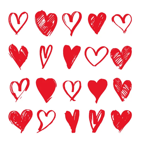 Hand drawn hearts. Vector illustration. Design elements for Valentine's day. Isolated on white background — Stock Vector