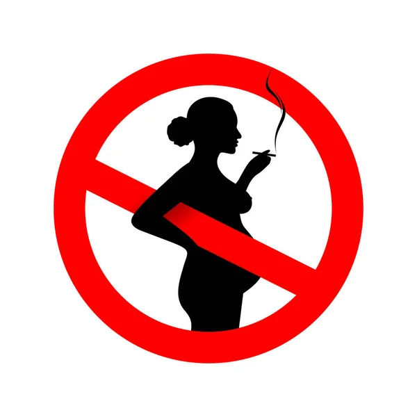 No smoking during pregnancy. Forbidden sign. Vector illustration. Isolated on white background — Stock Vector